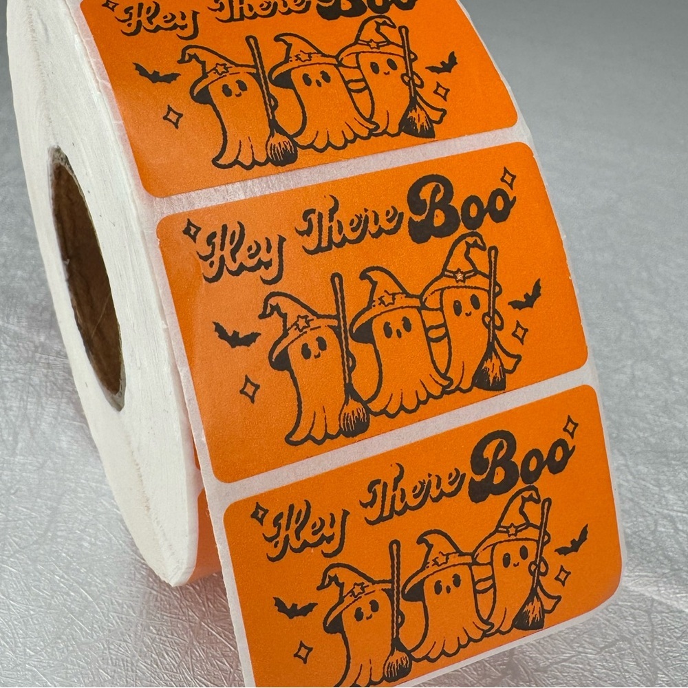 Hey Boo orange Sticker, Ghost Sticker, Halloween Sticker packaging stickers new - Picture 6 of 11